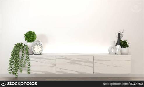 Mock up granite cabinet in modern zen empty room,minimal designs. 3d rendering