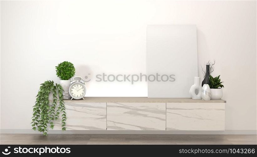 Mock up granite cabinet in modern zen empty room,minimal designs. 3d rendering