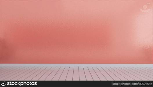 mock up in empty interior background, room coral color wall, 3d rendering