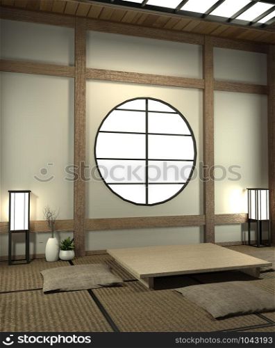 Mock up Japan room with tatami mat floor and decoration japan style was designed in japanese style.3d rendering