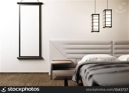 mock up luxury zen style bedroom. 3D rendering