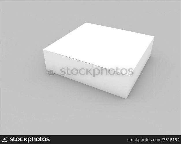 Mock up paper box on a gray background. 3d render illustration.. Mock up paper box on a gray background.