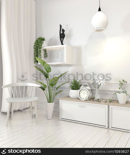 Mock up plants on shelf design wall minimal design.3D rendering