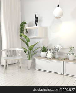 Mock up plants on shelf design wall minimal design.3D rendering