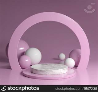 Mock Up Podium Marble Pink Minimal Theme 3d Render