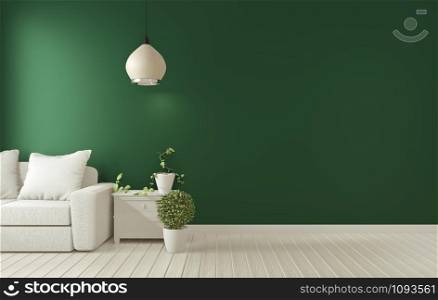 Mock up poster frame on dark green living room interior.3D rendering
