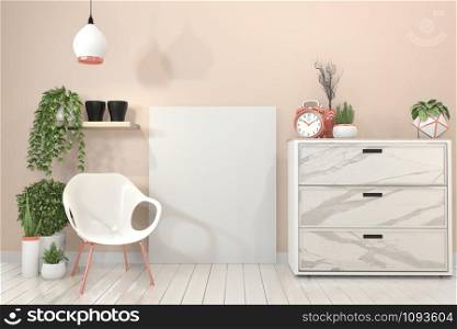 mock up poster granite cabinet and frame.3d rendering