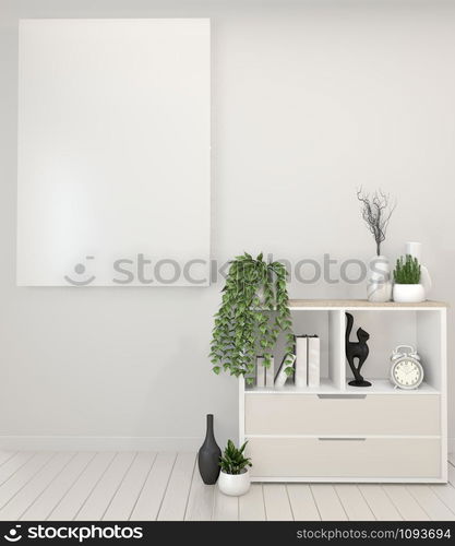 mock up poster granite cabinet and frame.3d rendering