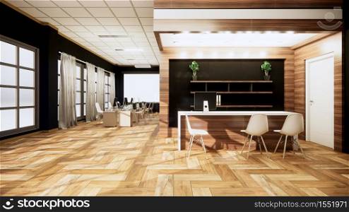 Mock up scene office Desk standing in office. 3d rendering