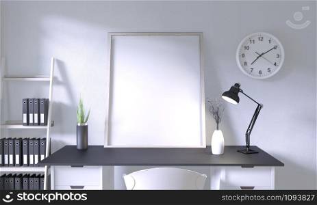Mock up top table office with decoration on room mock up design.3D rendering