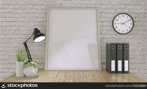 Mock up top table office with decoration on room mock up design.3D rendering