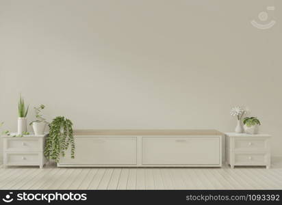 Mock up Tv cabinet in empty room white wall . 3d rendering