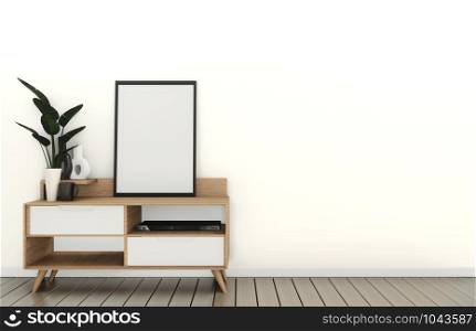 mock up Tv cabinet in modern empty room Japanese - zen style,minimal designs. 3D rendering