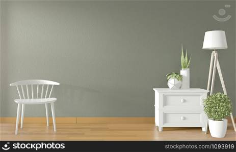 Mock up white chair and decoration in modern empty room. 3d rendering