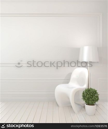 Mock up white chair and decoration modern style on white room interior.3D rendering