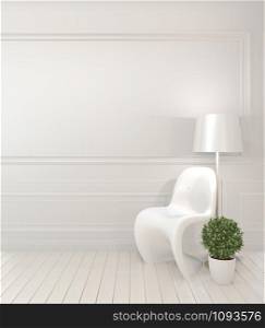 Mock up white chair and decoration modern style on white room interior.3D rendering