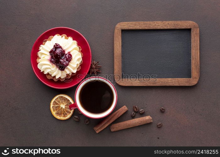 mock up with cake flat lay