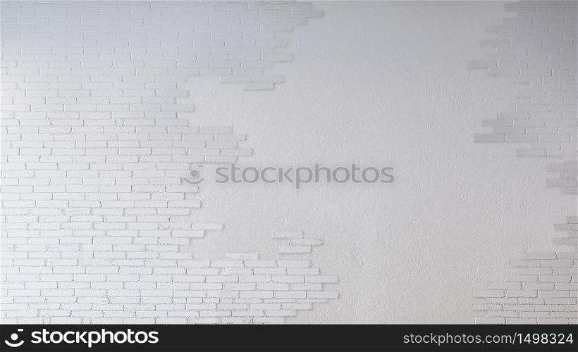 Mockup of 3d rendering image of concrete wall which have brick texture on it, Smart object layer.