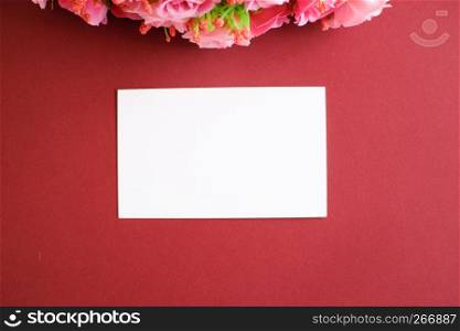 Mockup of business card white paper on background.