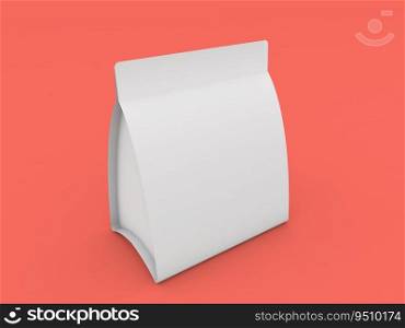 Mockup of paper packaging for food on a red background. 3d render illustration.. Mockup of paper packaging for food on a red background. 