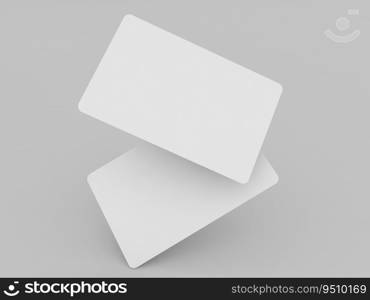 Mockup of two bank cards on a gray background. 3d rendering illustration.. Mockup of two bank cards on a gray background. 