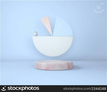 Mockup podium for branding. Light background and marble pedestal with geometric shapes. 3d illustration.. Mockup podium for branding. Light background and marble pedestal with geometric shapes. 3d.