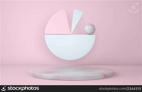 Mockup podium for branding. Light background and marble pedestal with geometric shapes. 3d rendering.. Mockup podium for branding. Light background and marble pedestal with geometric shapes. 3d.