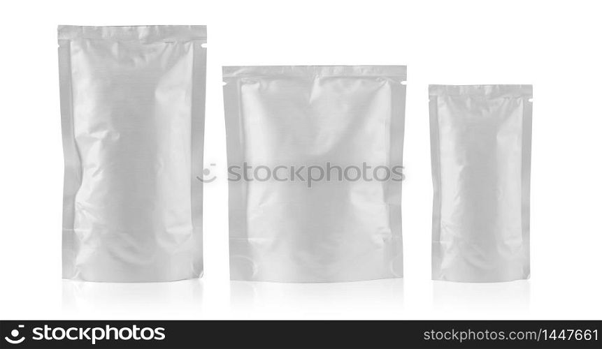 Mockup Stand Up Blank Bag white For Coffee, Candy, Nuts, Spices, Self-Seal Zip Lock Foil Or Paper Food Pouch Snack Sachet Resealable Packaging