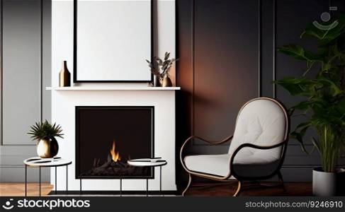 Mockup vertical frame office meeting room home interior classic vintage elegant style. Generative AI art. Mockup vertical frame office meeting room home interior classic vintage elegant style. Generative AI