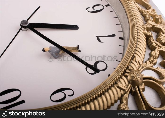model man in a clock on a white background