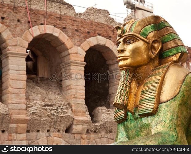 Model of Sphinx used in opera productions in Verona in Arena