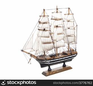 model of the sailing ship Amerigo Vespucci on white background