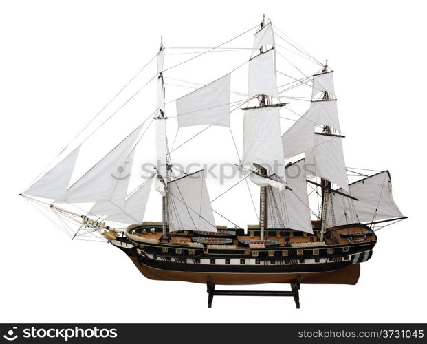 Model Russian military frigate Pallada on the white background. (isolated) XIX Century&#xA;