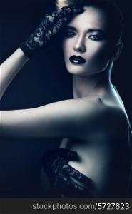 model with black lips