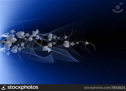 Modern abstract background of blue leaves