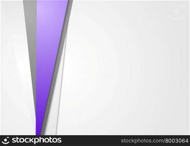 Modern abstract corporate background. Modern brochure design with purple color stripe. Corporate style abstract grey background