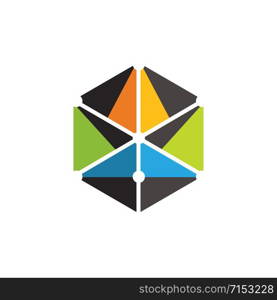 Modern abstract vector logo or element design. Business, technology concept icon. Hexagon shape. Vector illustration, flat style.