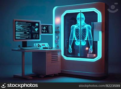 Modern and functioning medical screening technology illustration. AI generative.