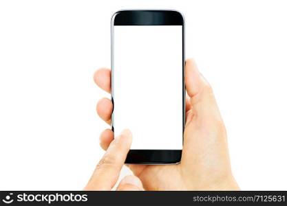 Modern and generic blank smartphone in the hand isolated on a white background