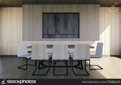 Modern and minimal meeting room interior, 3D rendering