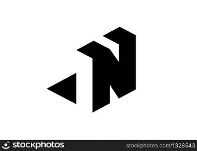modern and simple initial letter N with negative space style vector illustration