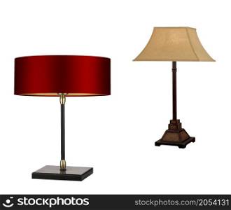 Modern and vintage lamps isolated on white background. Modern and vintage lamps isolated