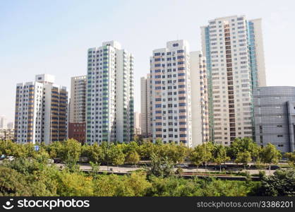 Modern apartment buildings in China