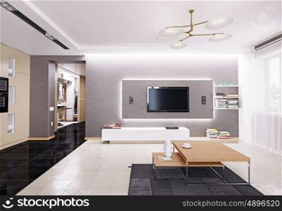 modern apartment living room. 3D rendering
