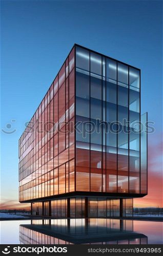 Modern Architectural Building Against Sky Background. Generative ai. High quality illustration. Modern Architectural Building Against Sky Background. Generative ai