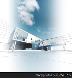 Modern architecture 3d rendering. Modern architecture. Building design and model my own 3d rendering. Modern architecture 3d rendering