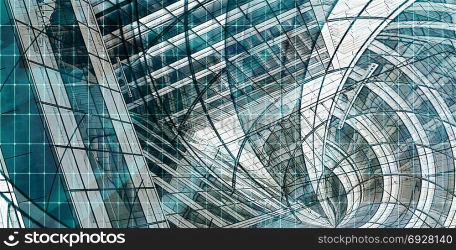 Modern Architecture Mesh City Wireframe Lines Basic. Modern Architecture