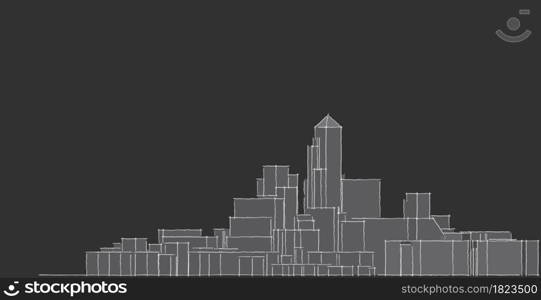 Modern architecture wireframe. Concept of urban wireframe. Wireframe building 3D illustration of architecture