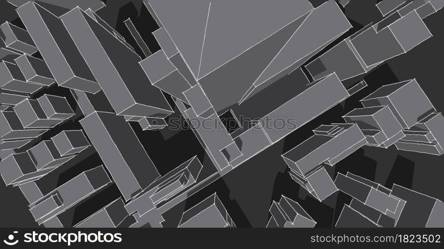 Modern architecture wireframe. Concept of urban wireframe. Wireframe building 3D illustration of architecture