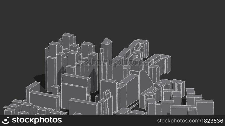 Modern architecture wireframe. Concept of urban wireframe. Wireframe building 3D illustration of architecture